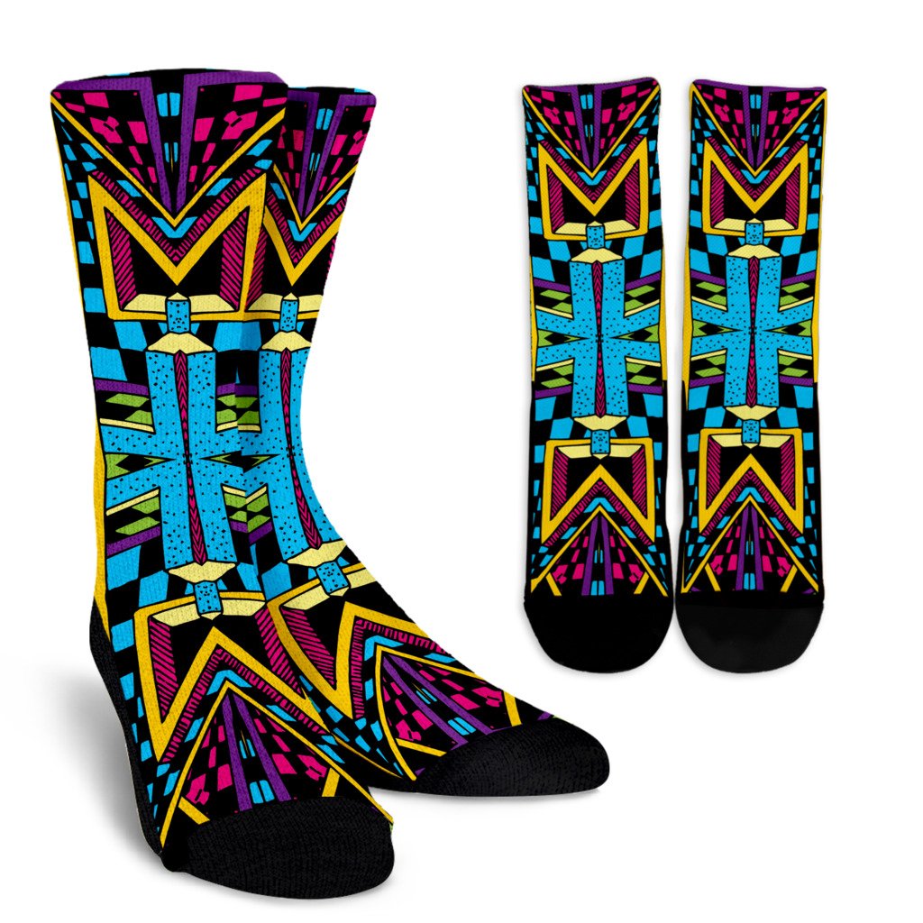 Ethnic Psychedelic Trippy Print Crew Socks