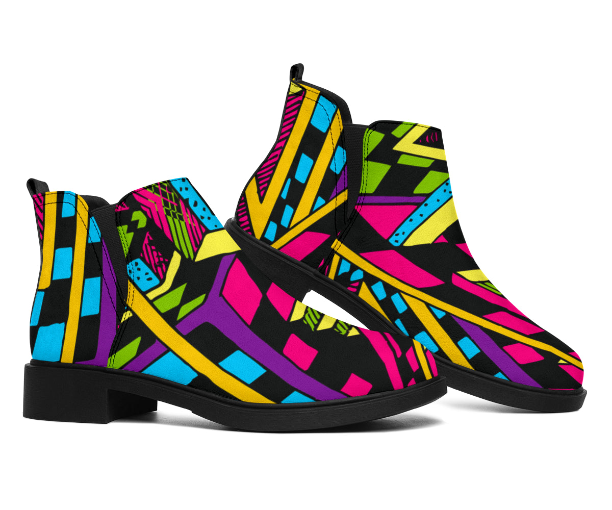 Ethnic Psychedelic Trippy Print Flat Ankle Boots