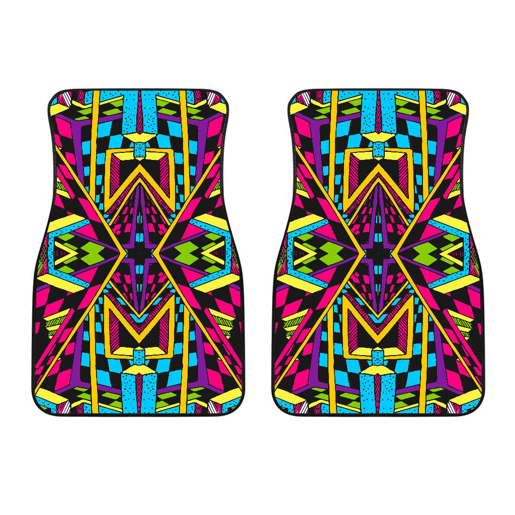 Ethnic Psychedelic Trippy Print Front Car Floor Mats