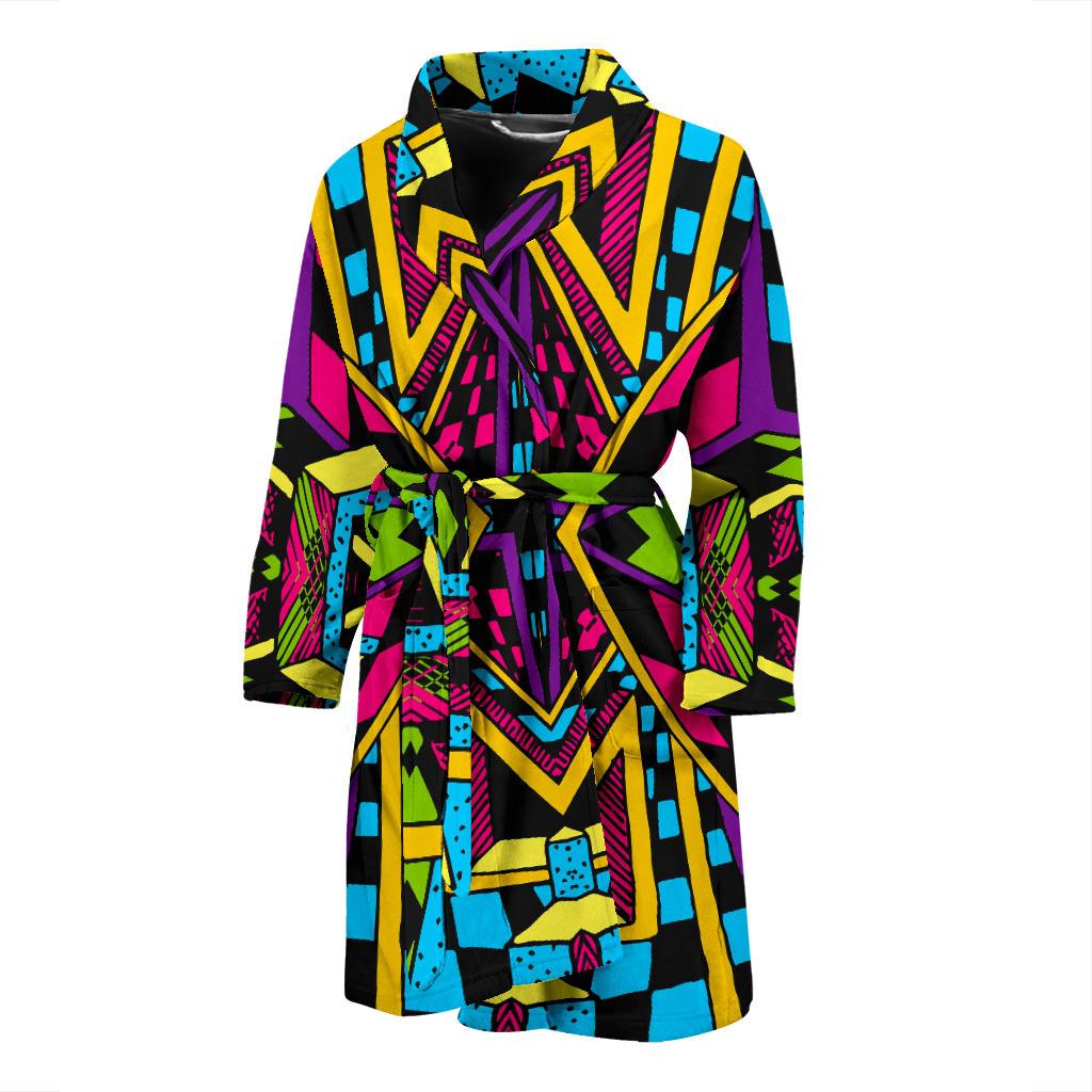 Ethnic Psychedelic Trippy Print Men's Bathrobe