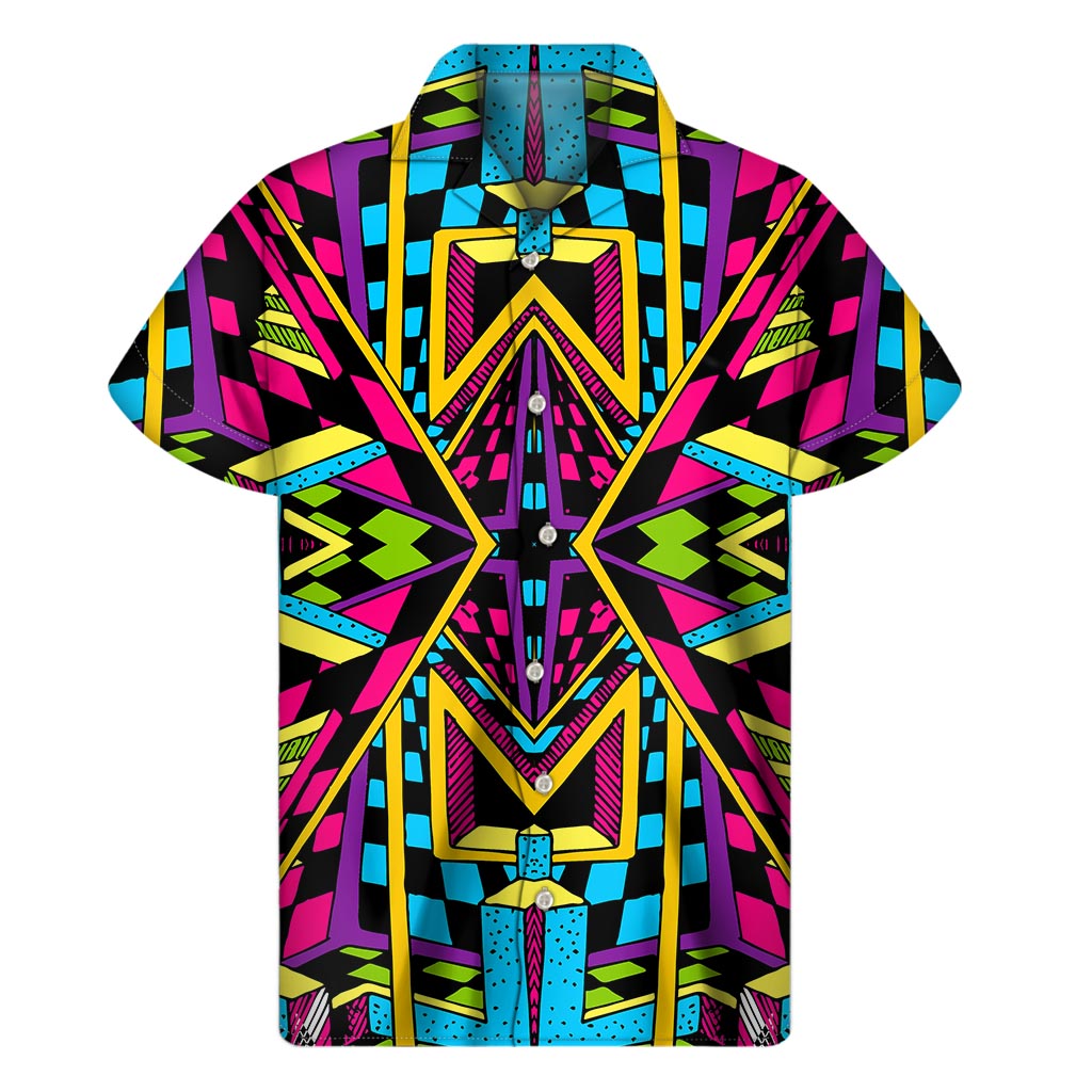 Ethnic Psychedelic Trippy Print Men's Short Sleeve Shirt