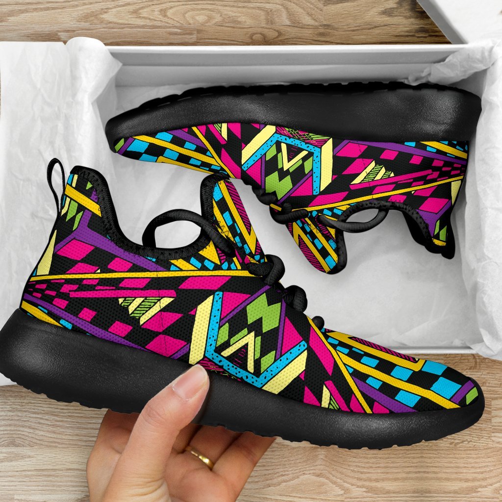 Ethnic Psychedelic Trippy Print Mesh Knit Shoes