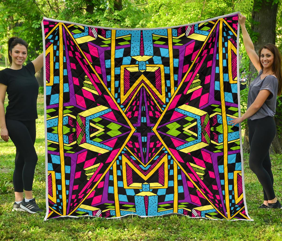 Ethnic Psychedelic Trippy Print Quilt