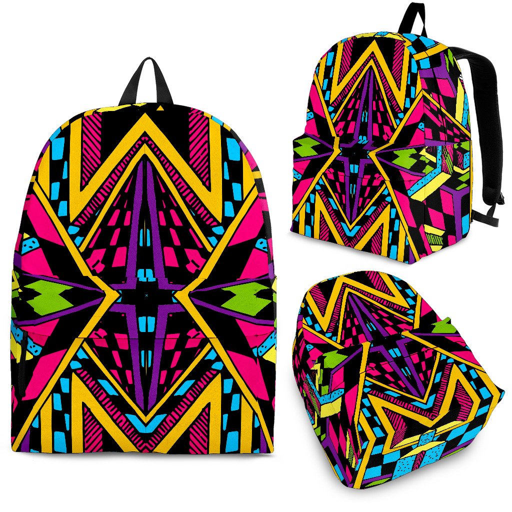 Ethnic Psychedelic Trippy Print School Backpack