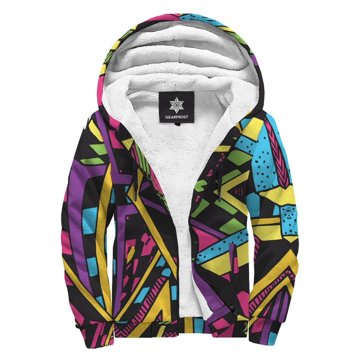 Ethnic Psychedelic Trippy Print Sherpa Lined Fleece Hoodie