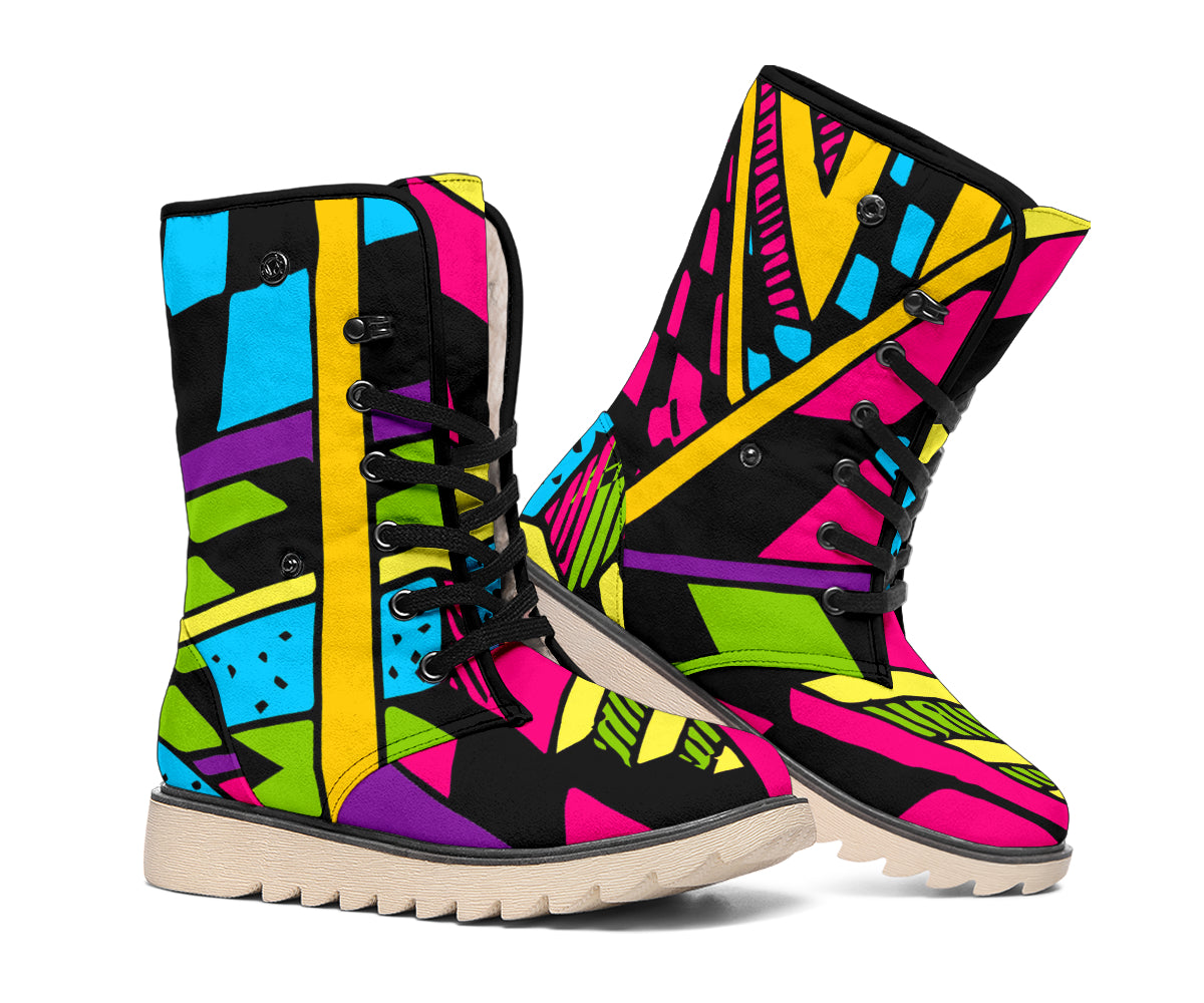 Ethnic Psychedelic Trippy Print Winter Boots