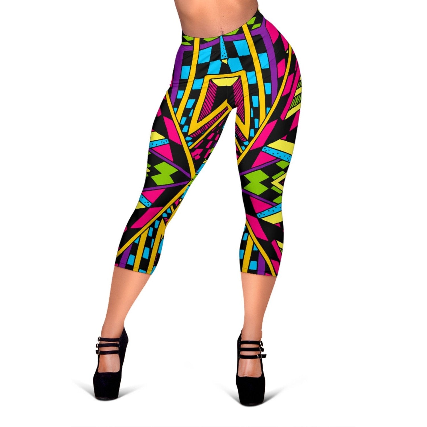 Ethnic Psychedelic Trippy Print Women's Capri Leggings