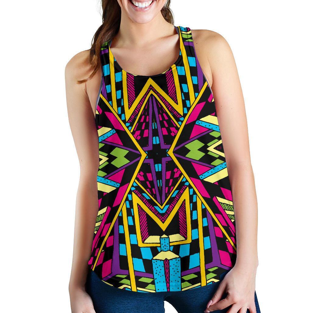 Ethnic Psychedelic Trippy Print Women's Racerback Tank Top