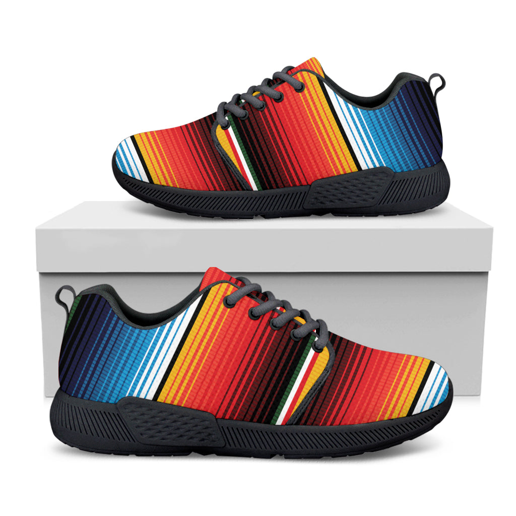 Ethnic Serape Blanket Pattern Print Black Athletic Shoes