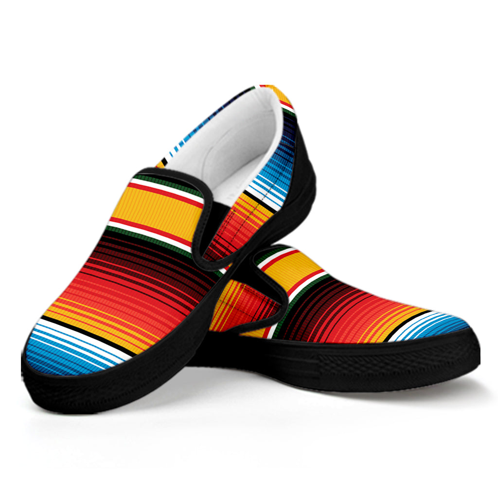 Ethnic Serape Blanket Pattern Print Black Slip On Shoes