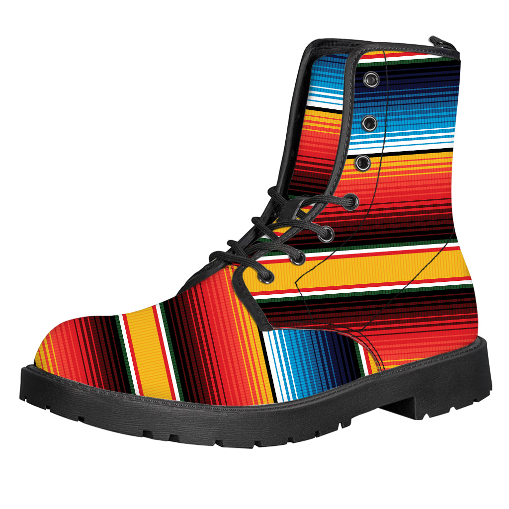 Ethnic Serape Blanket Pattern Print Leather Boots