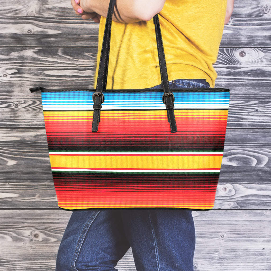 Ethnic Serape Blanket Pattern Print Leather Tote Bag