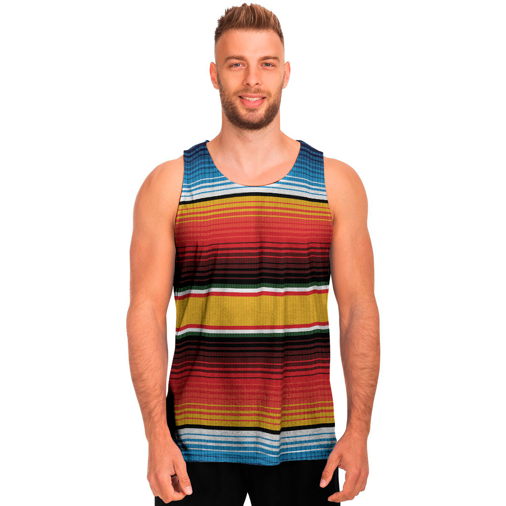 Ethnic Serape Blanket Pattern Print Men's Tank Top