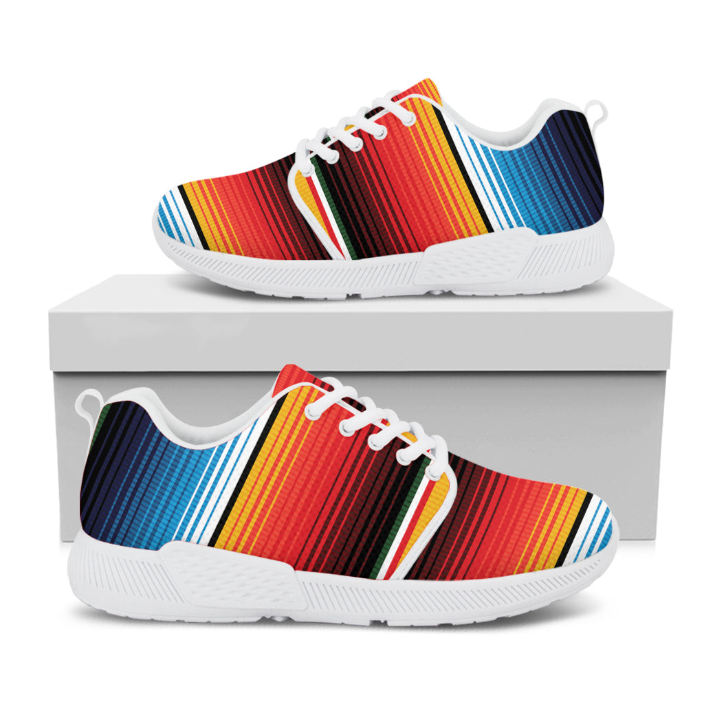 Ethnic Serape Blanket Pattern Print White Athletic Shoes