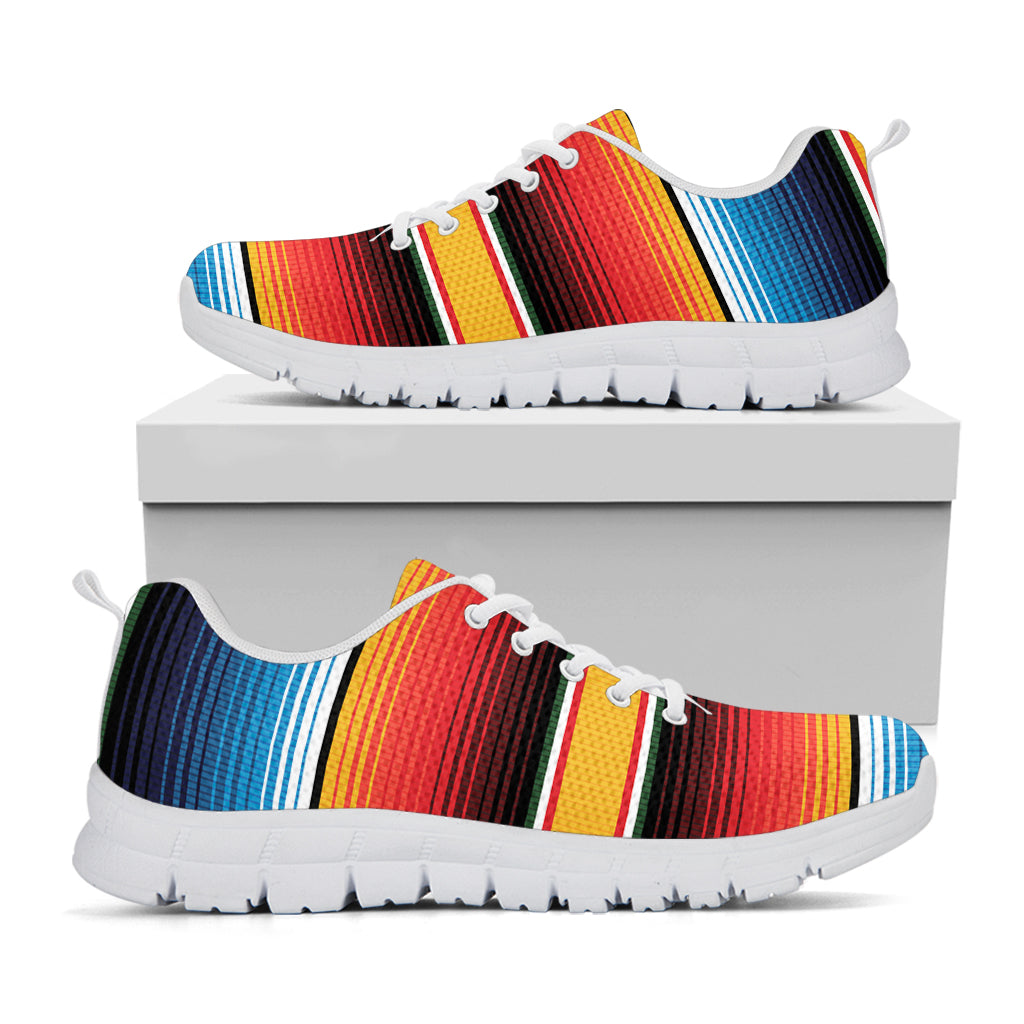 Ethnic Serape Blanket Pattern Print White Sneakers