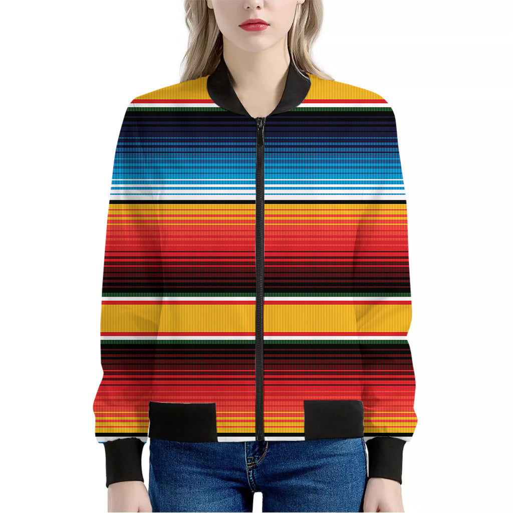 Ethnic Serape Blanket Pattern Print Women's Bomber Jacket