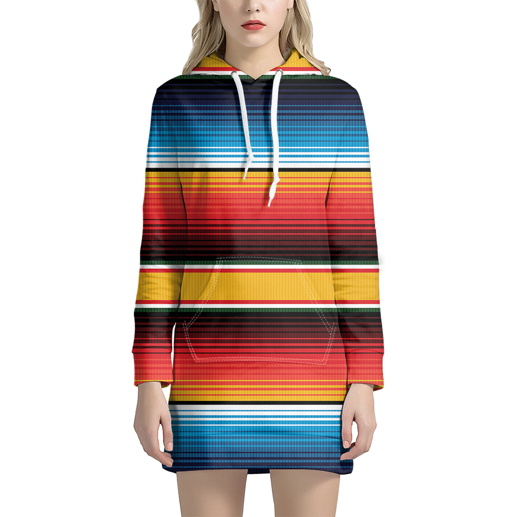 Ethnic Serape Blanket Pattern Print Women's Pullover Hoodie Dress