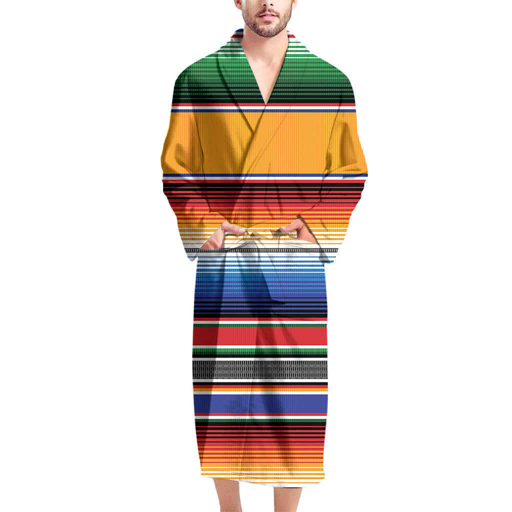 Ethnic Serape Blanket Stripe Print Men's Bathrobe