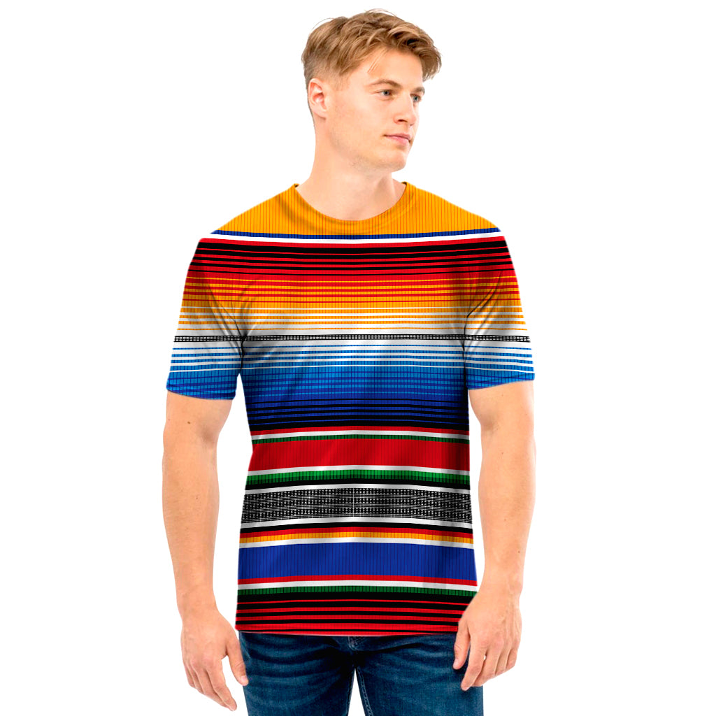 Ethnic Serape Blanket Stripe Print Men's T-Shirt