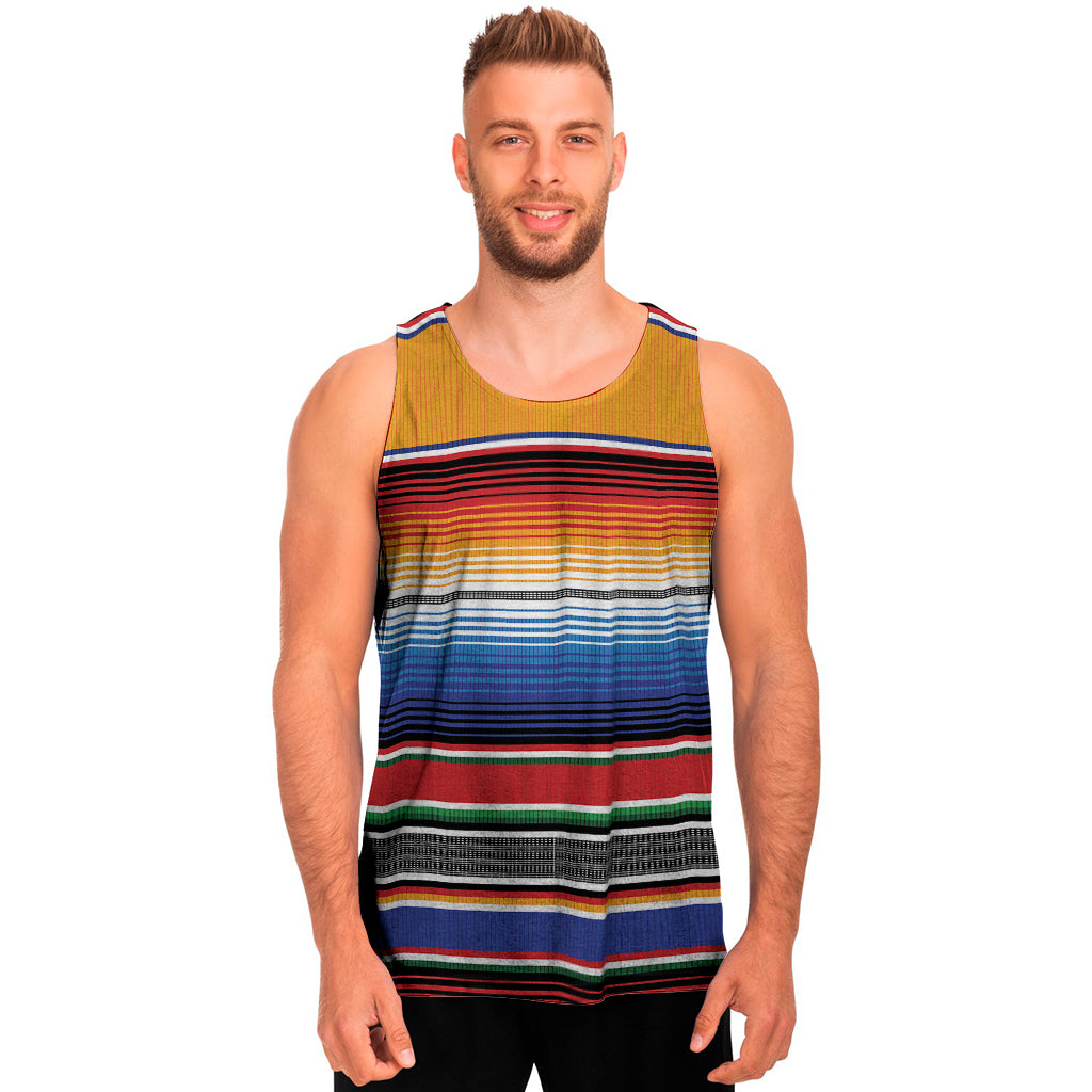 Ethnic Serape Blanket Stripe Print Men's Tank Top