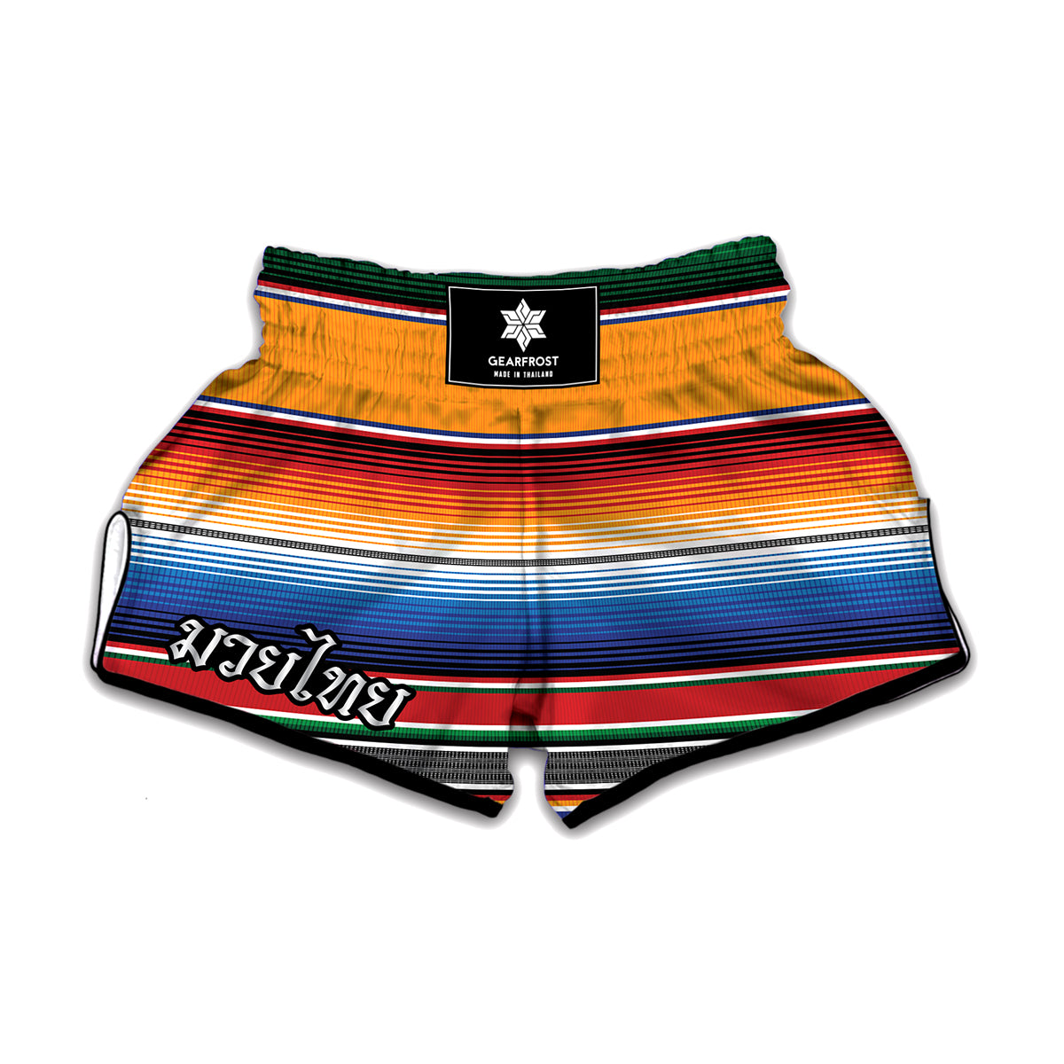 Ethnic Serape Blanket Stripe Print Muay Thai Boxing Shorts