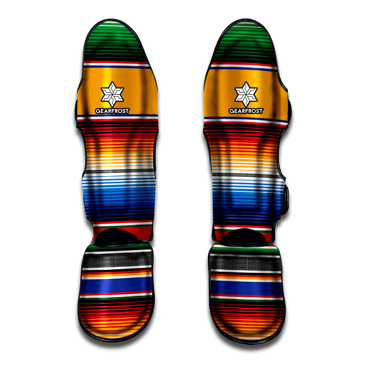 Ethnic Serape Blanket Stripe Print Muay Thai Shin Guards