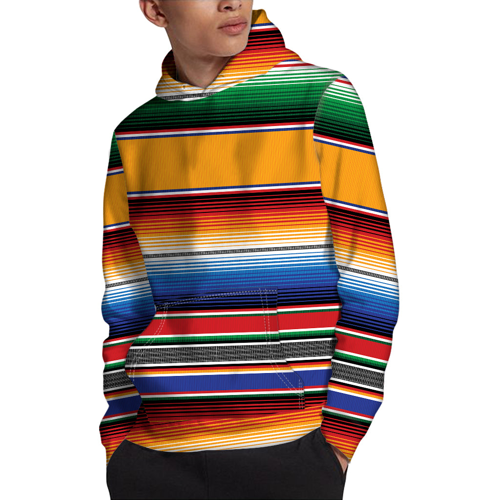 Ethnic Serape Blanket Stripe Print Pullover Hoodie