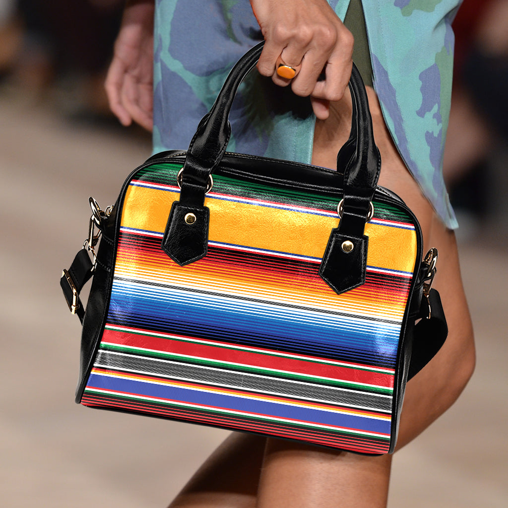 Ethnic Serape Blanket Stripe Print Shoulder Handbag