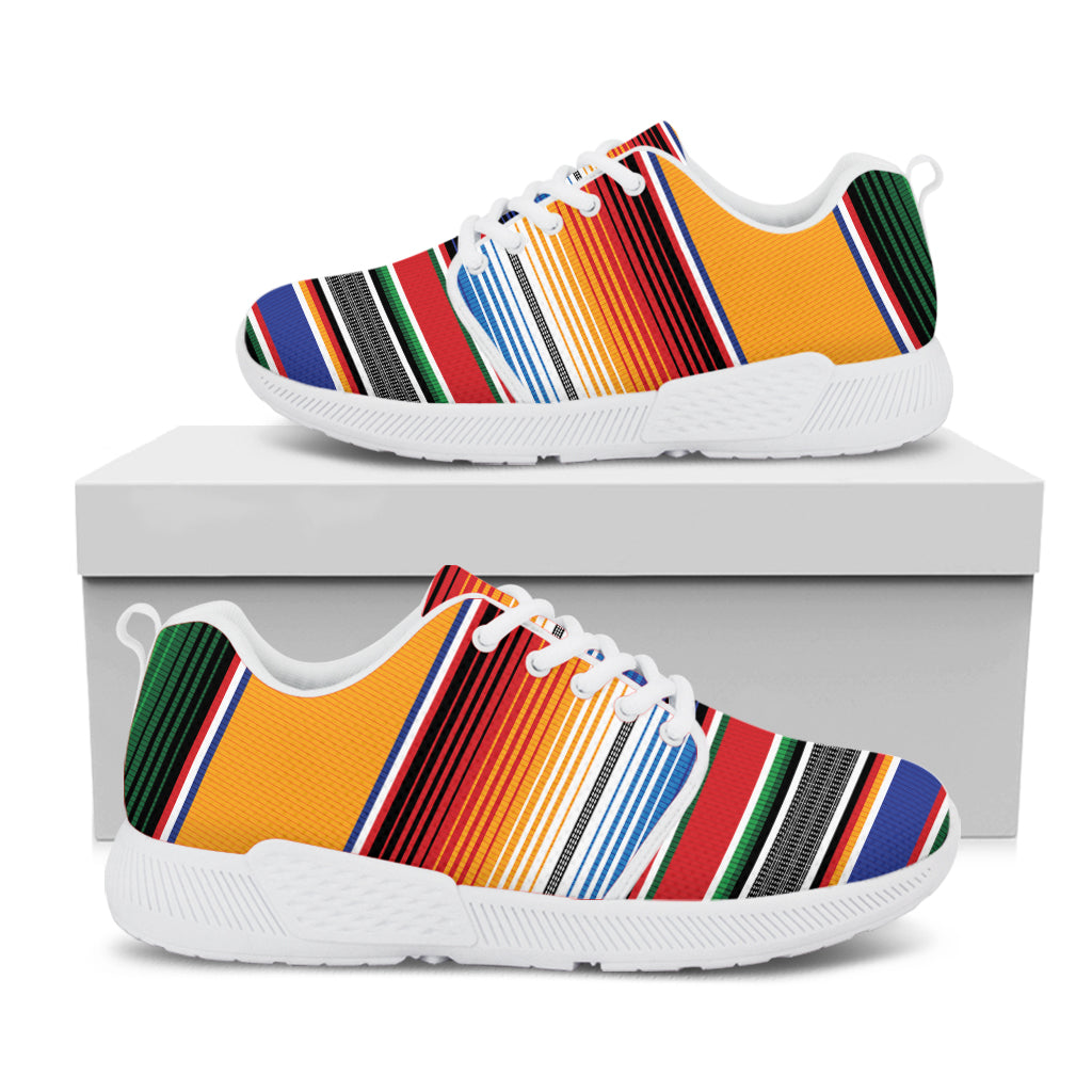 Ethnic Serape Blanket Stripe Print White Athletic Shoes