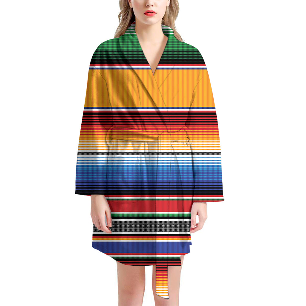 Ethnic Serape Blanket Stripe Print Women's Bathrobe