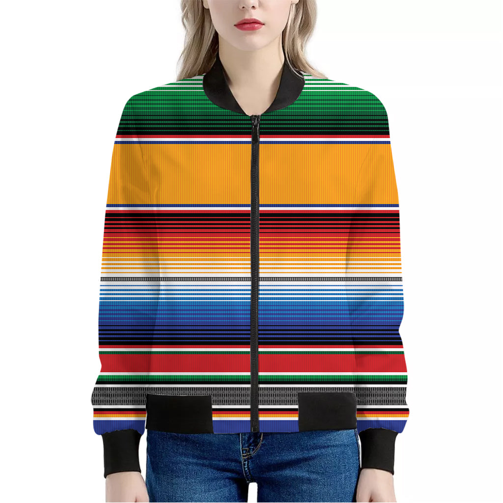 Ethnic Serape Blanket Stripe Print Women's Bomber Jacket