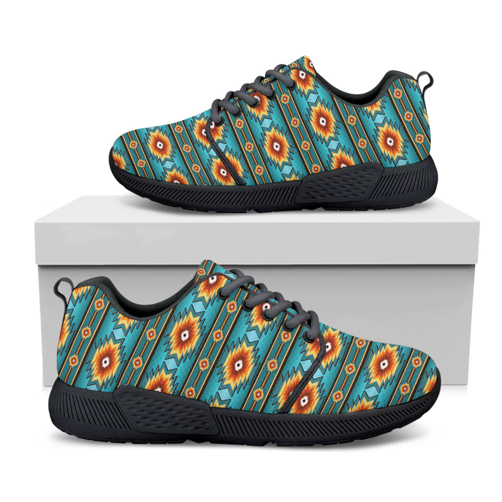 Ethnic Southwestern Navajo Pattern Print Black Athletic Shoes