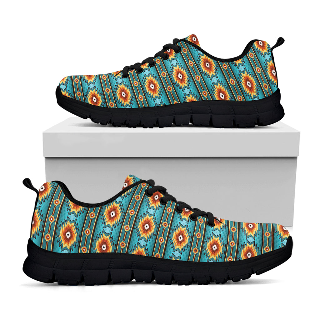 Ethnic Southwestern Navajo Pattern Print Black Sneakers