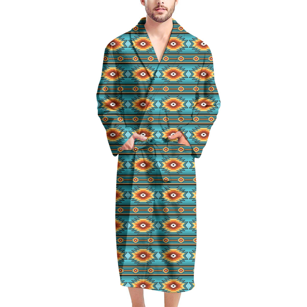 Ethnic Southwestern Navajo Pattern Print Men's Bathrobe