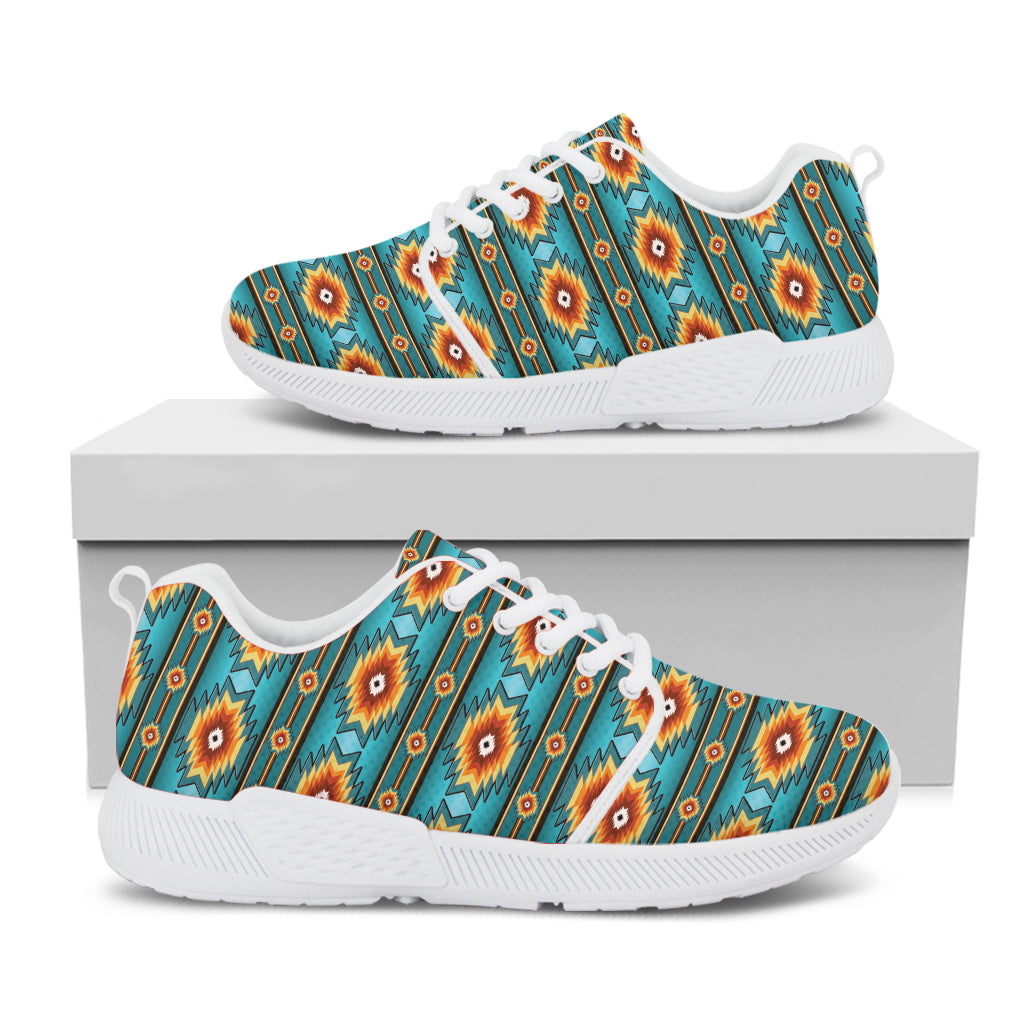 Ethnic Southwestern Navajo Pattern Print White Athletic Shoes