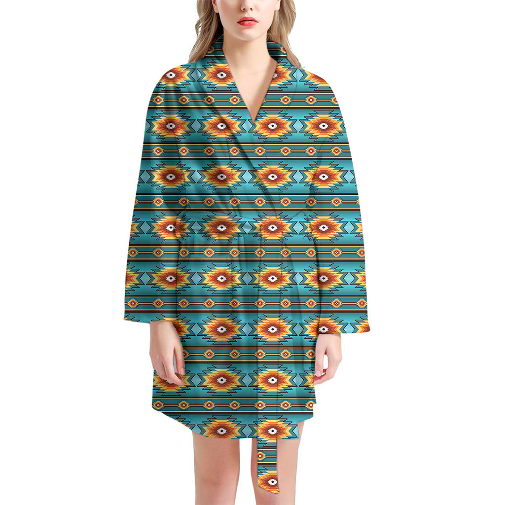 Ethnic Southwestern Navajo Pattern Print Women's Bathrobe