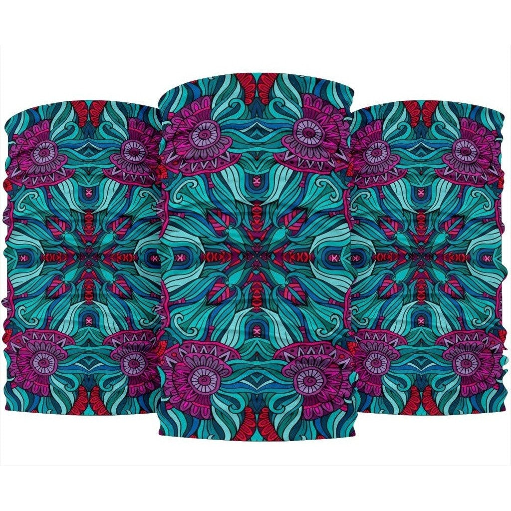 Ethnic Teal Bohemian Pattern Print 3-Pack Bandanas