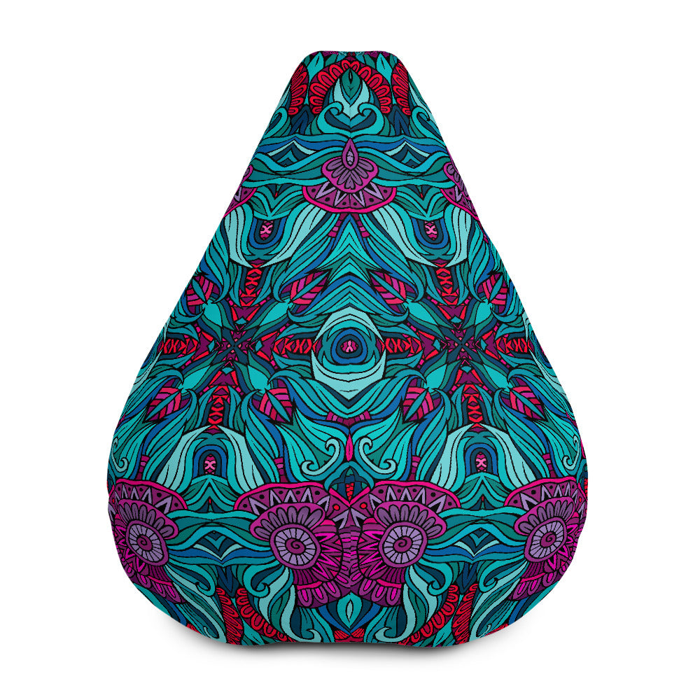 Ethnic Teal Bohemian Pattern Print Bean Bag Cover