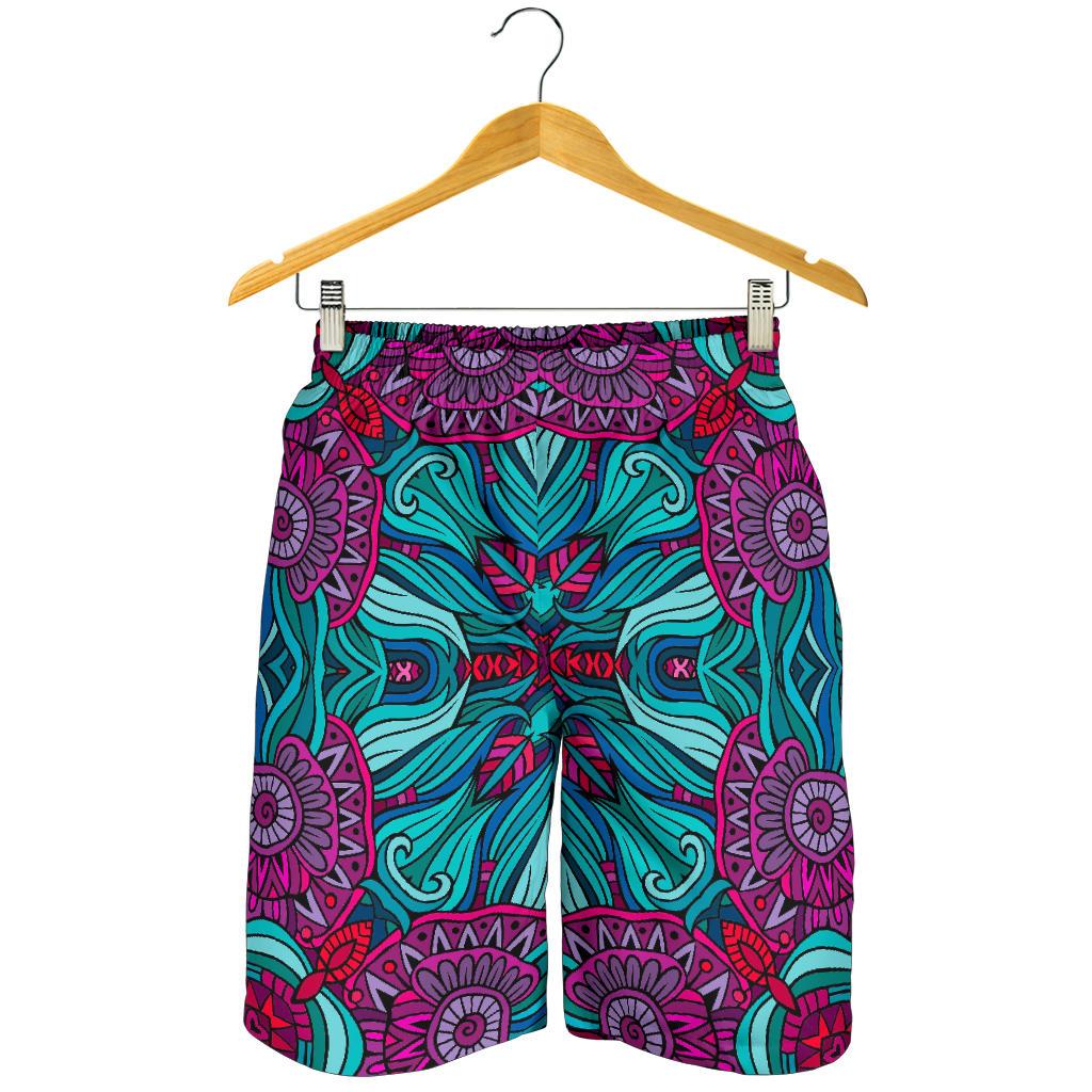 Ethnic Teal Bohemian Pattern Print Men's Shorts