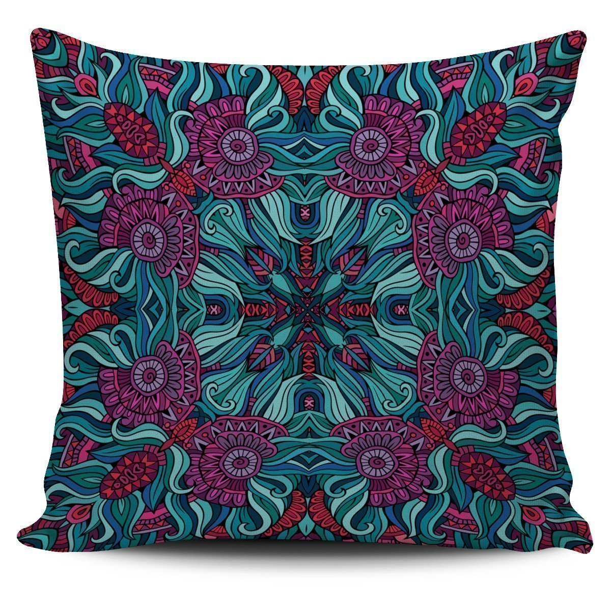 Ethnic Teal Bohemian Pattern Print Pillow Cover