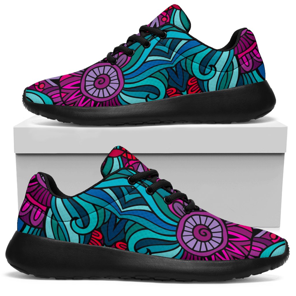 Ethnic Teal Bohemian Pattern Print Sport Sneakers