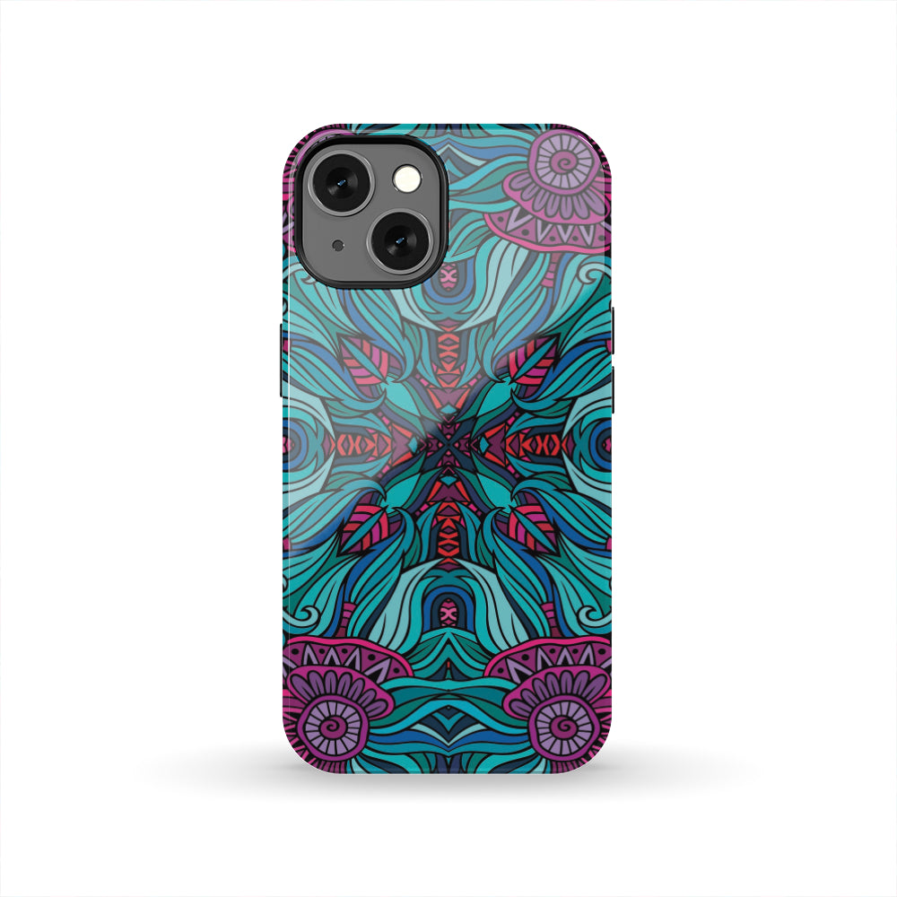 Ethnic Teal Bohemian Pattern Print Tough Phone Case