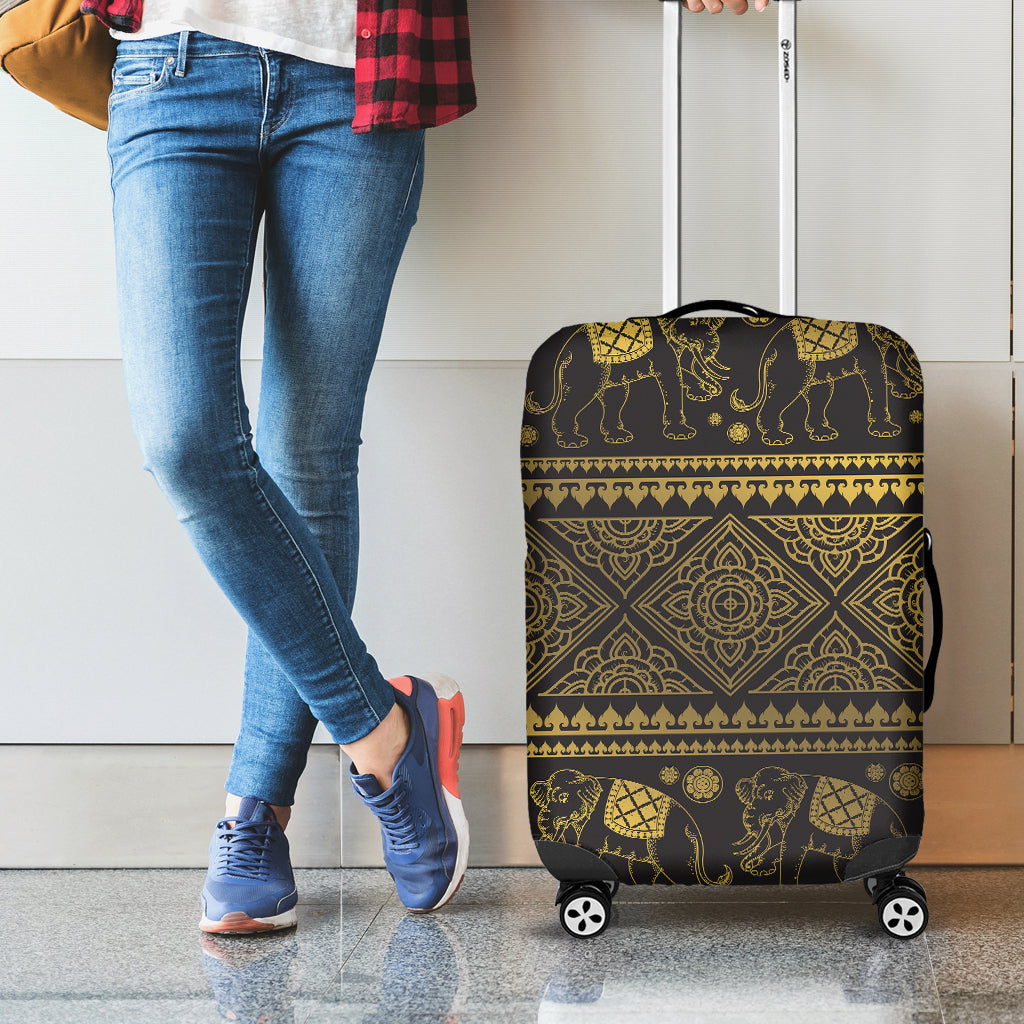 Ethnic Thai Elephant Pattern Print Luggage Cover