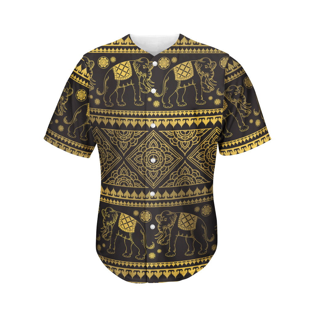 Ethnic Thai Elephant Pattern Print Men's Baseball Jersey