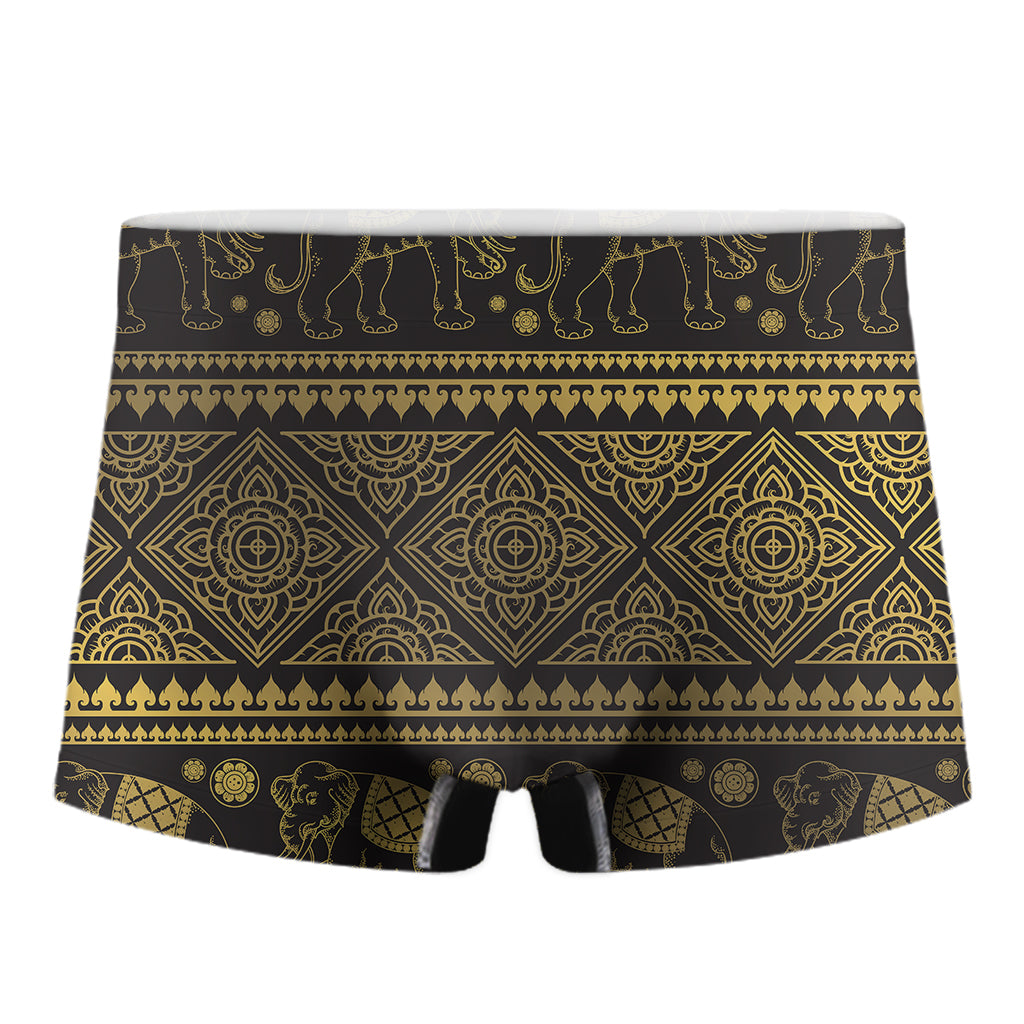 Ethnic Thai Elephant Pattern Print Men's Boxer Briefs