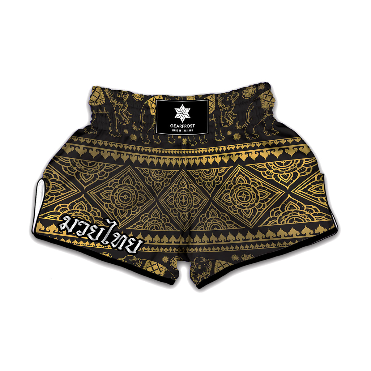 Ethnic Thai Elephant Pattern Print Muay Thai Boxing Shorts