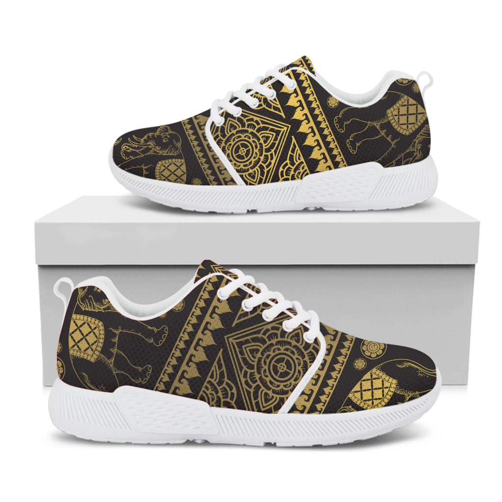 Ethnic Thai Elephant Pattern Print White Athletic Shoes