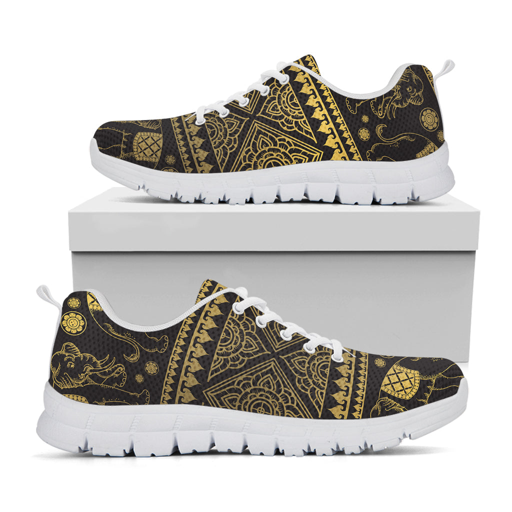 Ethnic Thai Elephant Pattern Print White Sneakers