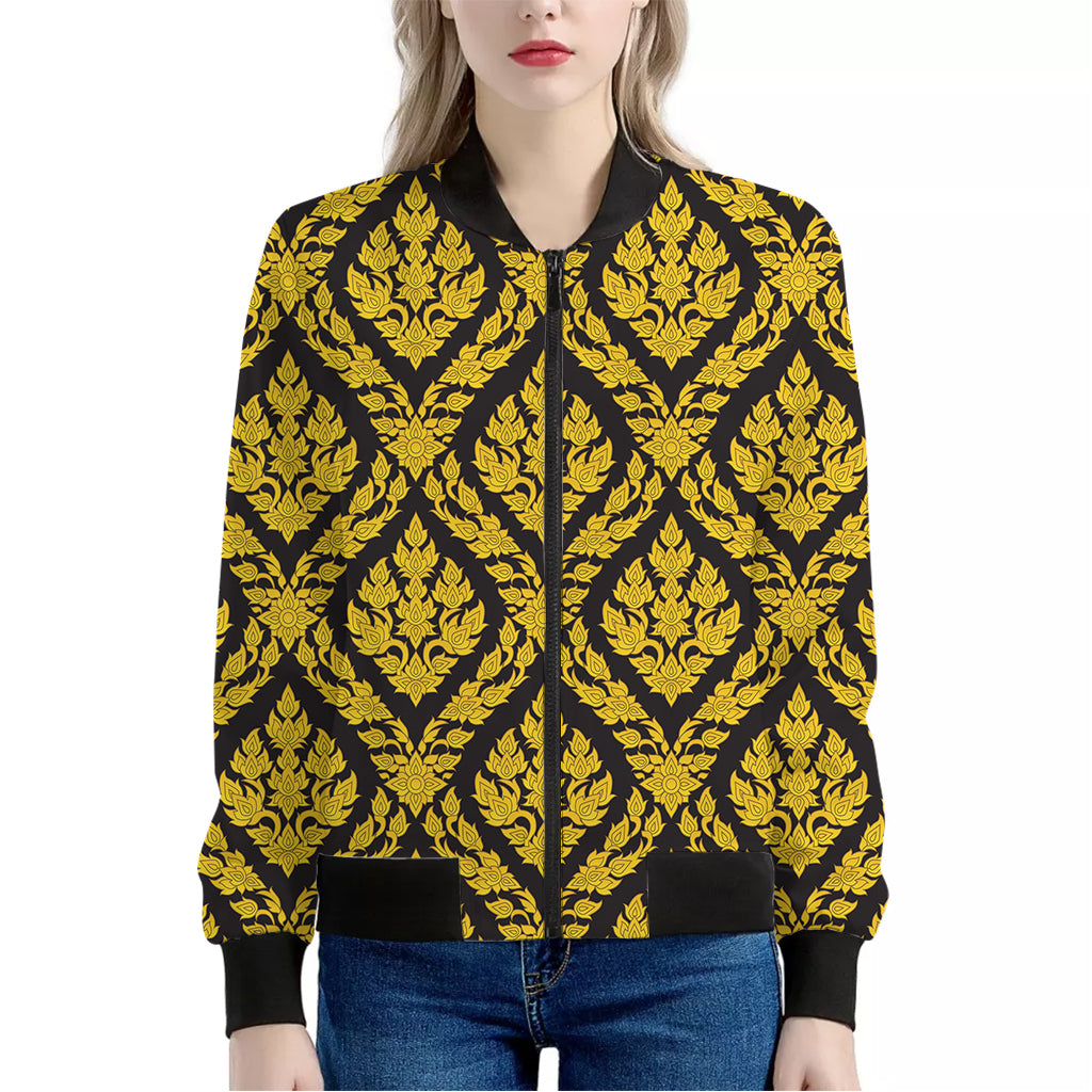 Ethnic Thai Pattern Print Women's Bomber Jacket