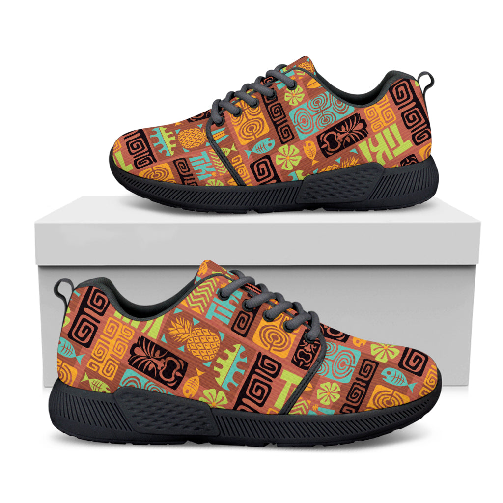 Ethnic Tiki Pattern Print Black Athletic Shoes